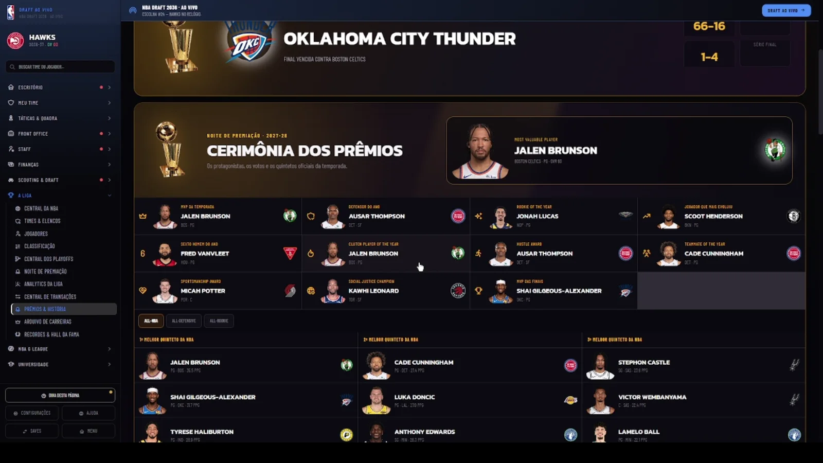 Manager de basquete para quem quer controlar a franquia inteira — tela de calendário e partidas